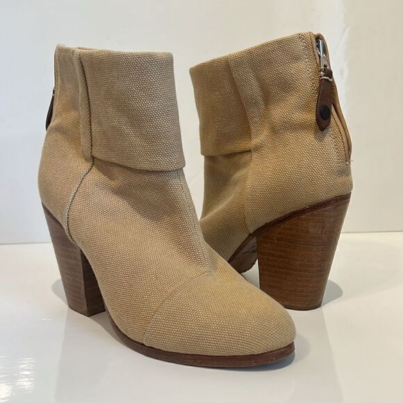Rag & Bone Newbury Light Tan Canvas/Leather Ankle Boots Size 6.5‎ - Picture 1 of 16